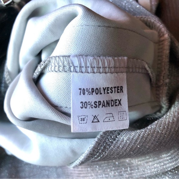 Shane Justin Silver Sparkle Cropped Track Jacket Zip Up Size Small Long Sleeve - Picture 8 of 9